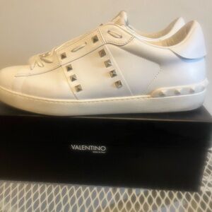$150 Designer Shoe Sale, Men's Size 13 Valentino Sneakers, Calfskin Leather